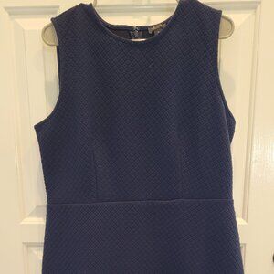 Navy Blue Diamond Chevron Print A line Dress